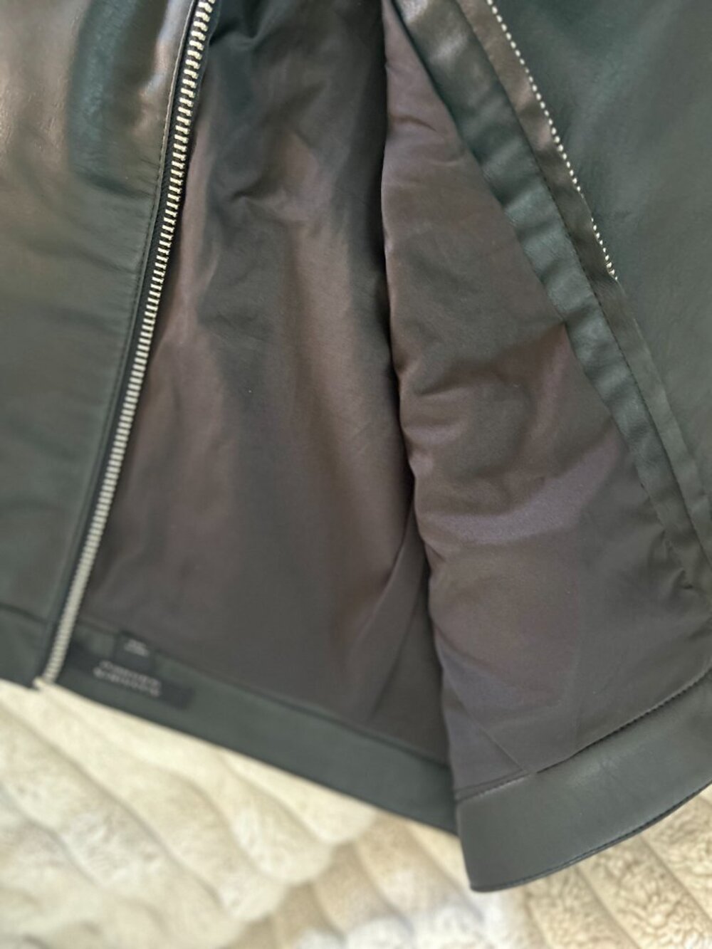 ALLSAINTS Black Faux Leather Mini Skirt US 10 Zipper Accent Lined Biker Style - Picture 8 of 10